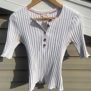 Women's Sundance Size Medium Cream Colored Short Sleeve Sweater